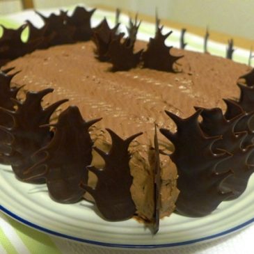 Chocolate Sponge Cake with Chocolate Mousse & Chocolate Leaves