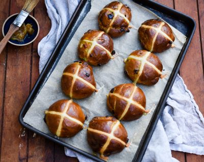 Matcha, Cranberry & White Chocolate Hot Cross Buns | Patisserie Makes Perfect