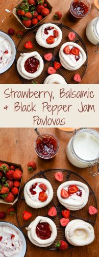 Strawberry, balsamic & black pepper jam pavlova | Patisserie Makes Perfect