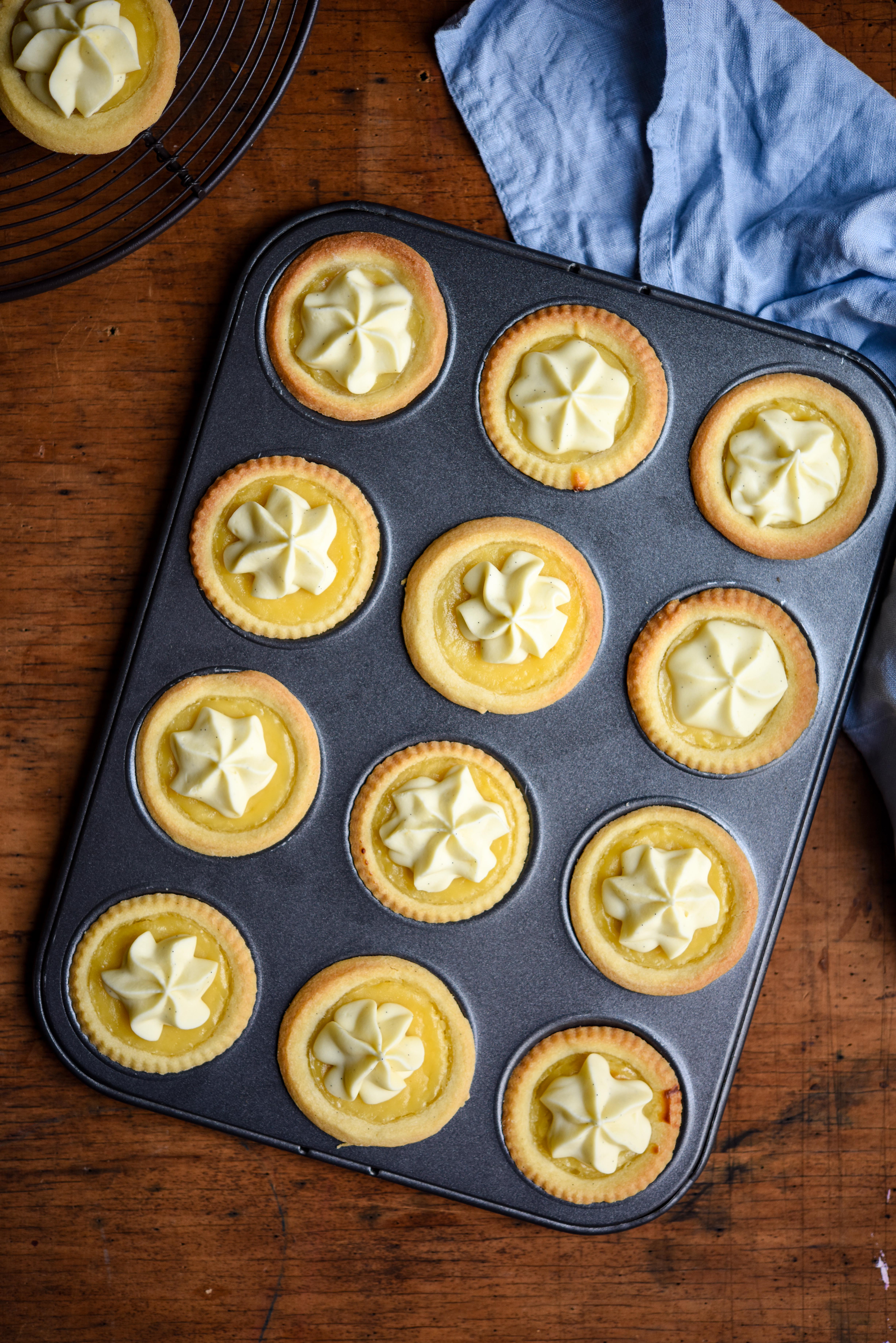 Lemon Curd Tarts with Whipped White Chocolate Ganache | Patisserie Makes Perfect