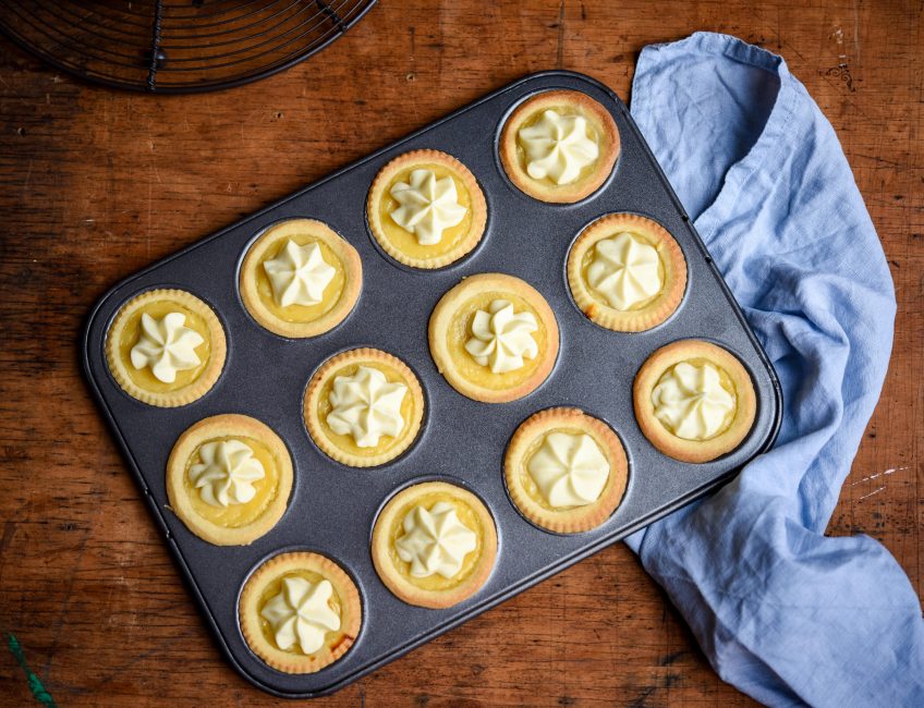 Lemon Curd Tarts with Whipped White Chocolate Ganache | Patisserie Makes Perfect