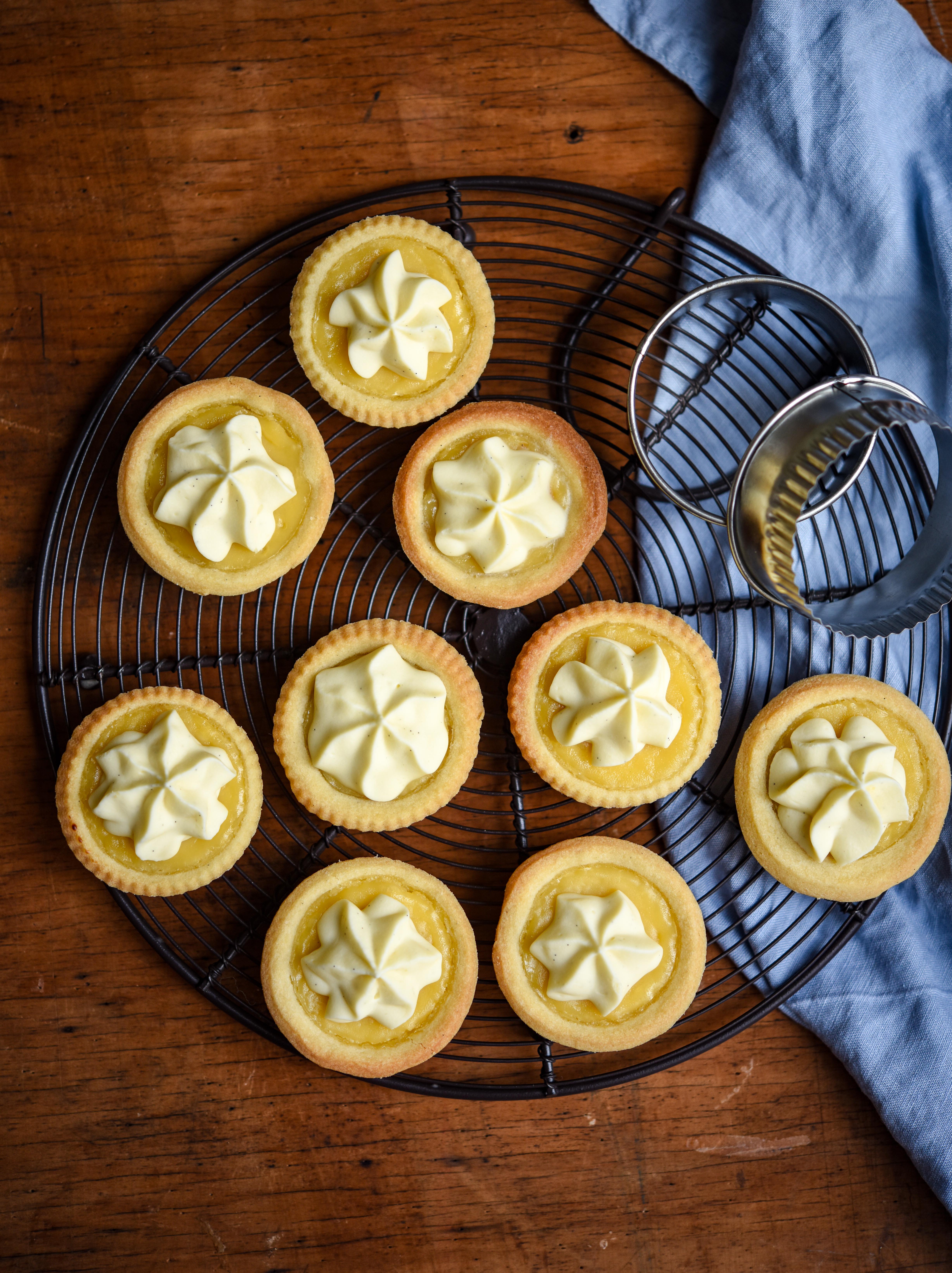 Lemon Curd Tarts with Whipped White Chocolate Ganache | Patisserie Makes Perfect