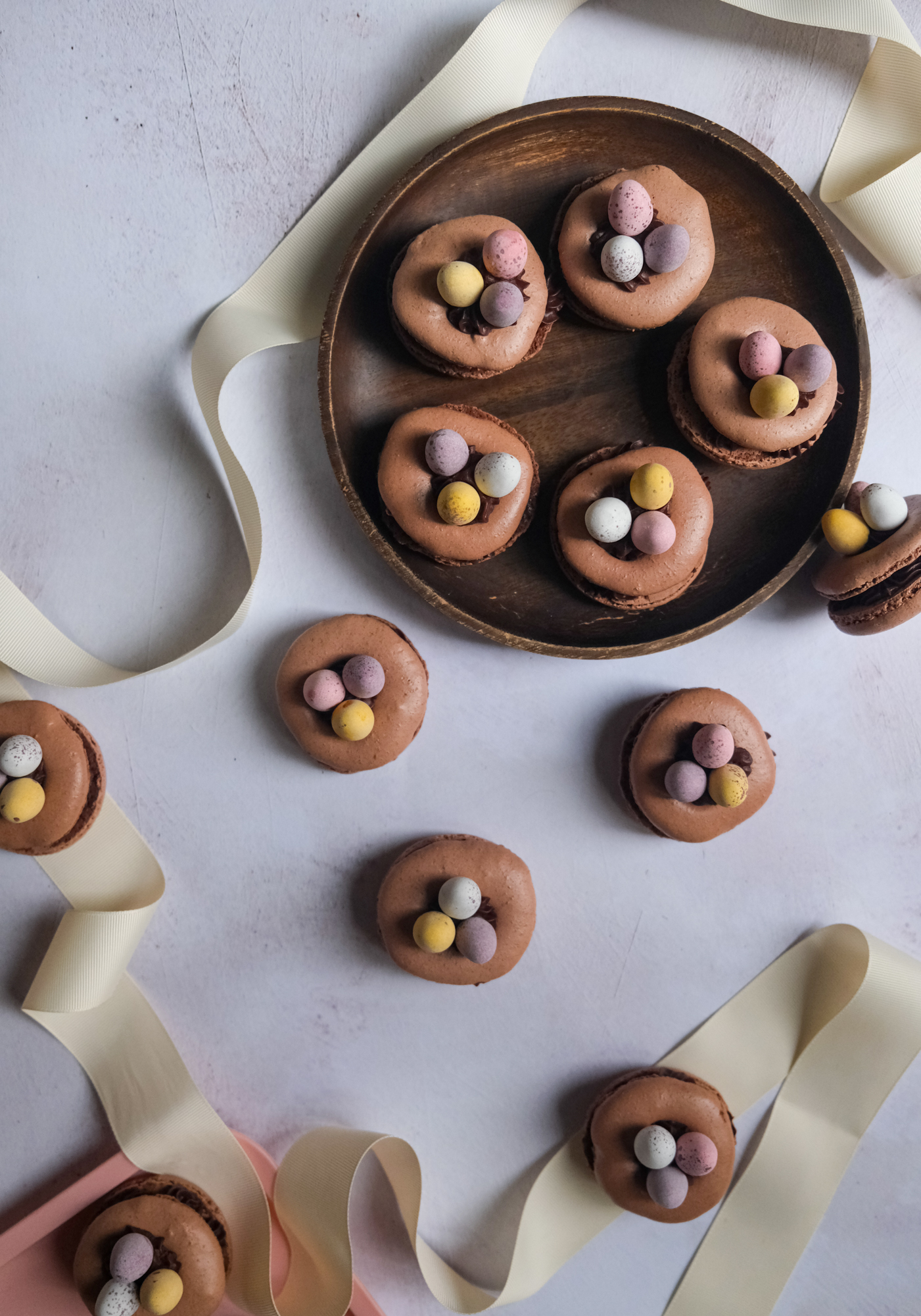 Chocolate Macaron Easter Nests