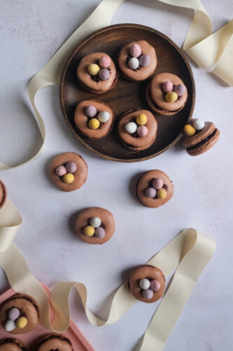 Chocolate Macaron Easter Nests