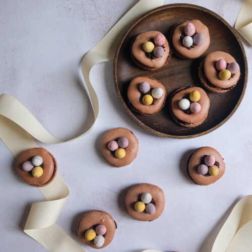 Chocolate Macaron Easter Nests